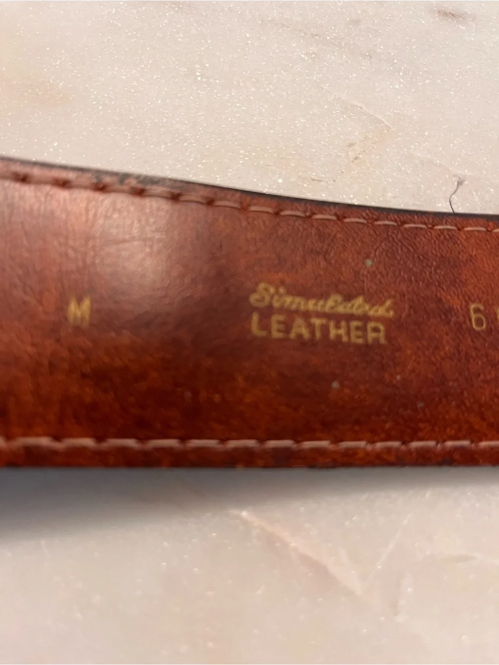 Vintage Brown Leather Belt with Unique Antiqued Brass Buckle size M